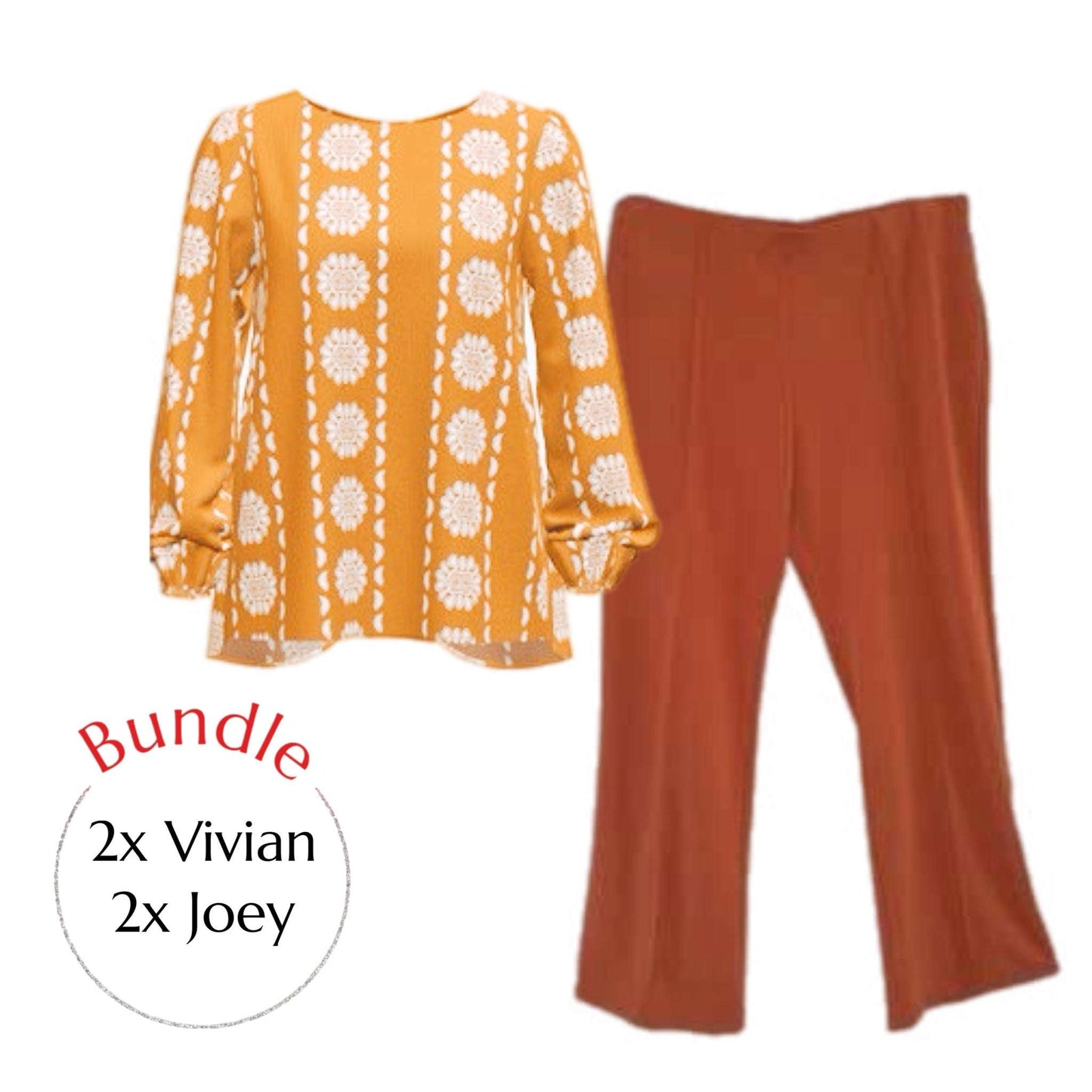 Bundle - Floral Vivian & Clay Joey Pants S & 2XL