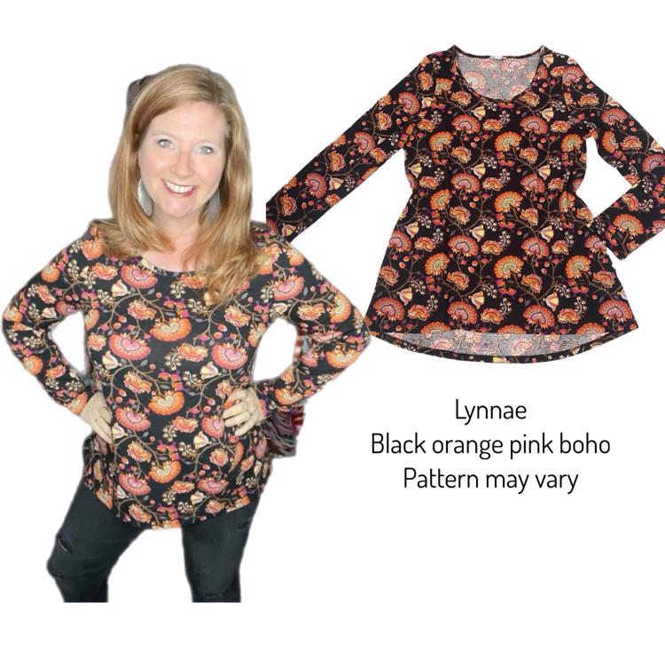 Haut LuLaRoe Lynnae Taille XS – Noir, Crème, Chevron Et Floral (Neuf Avec Étiquettes)
