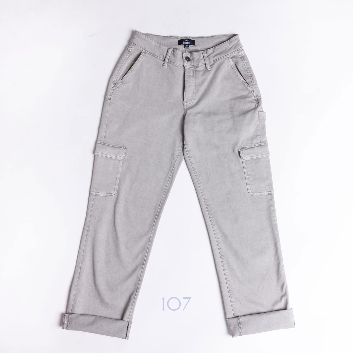 Denim Cargo Pants - Solid Gray