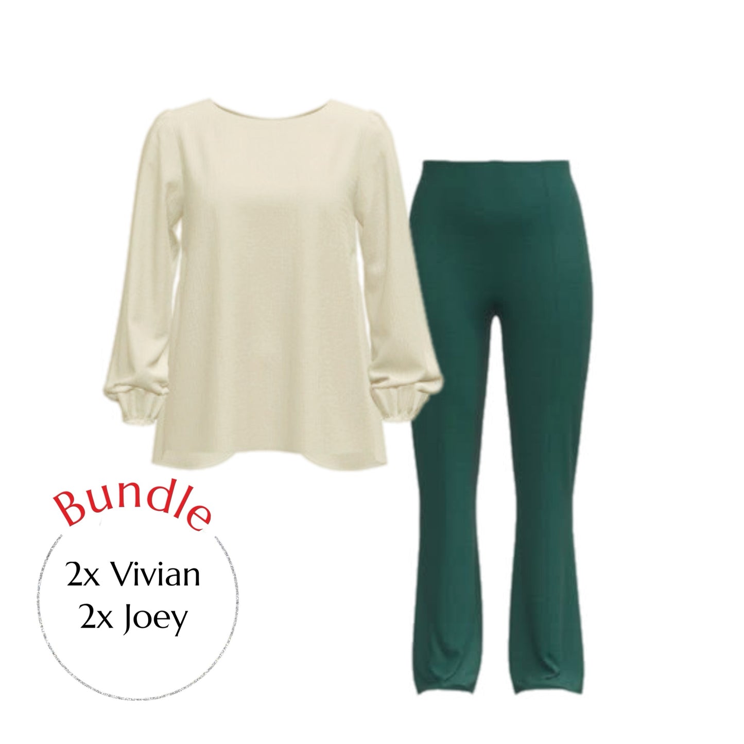 Bundle - Cream Vivian & Green Joey Pants 2XL