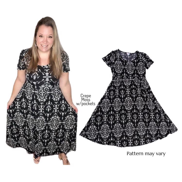 Riley Midi Dress - Black/White Pattern