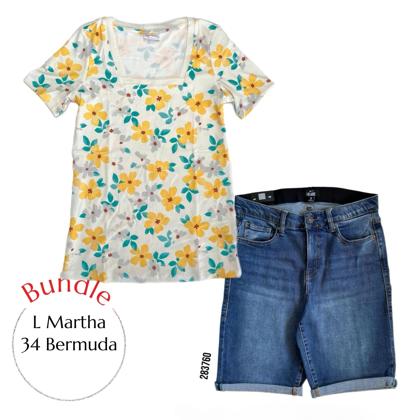 Floral Martha Top (L) & Liberty wash Bermuda Shorts (34) Bundle