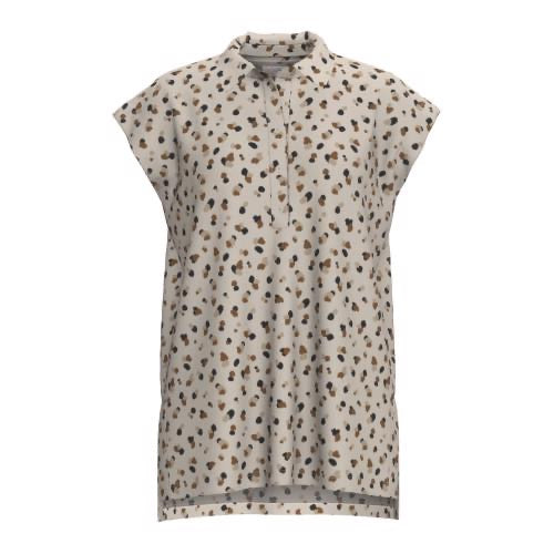 Cori Collared Tunic Top - Beige Dot