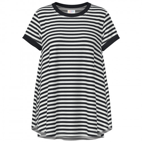 Erika Short Sleeve Swing Top - Black/White Striped