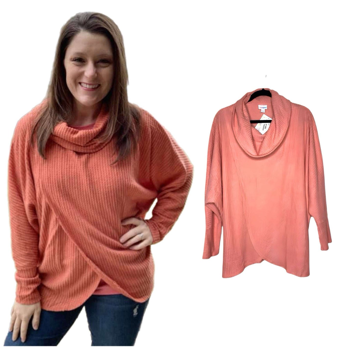 Kristen Cowl Neck Sweater - Solid Peach