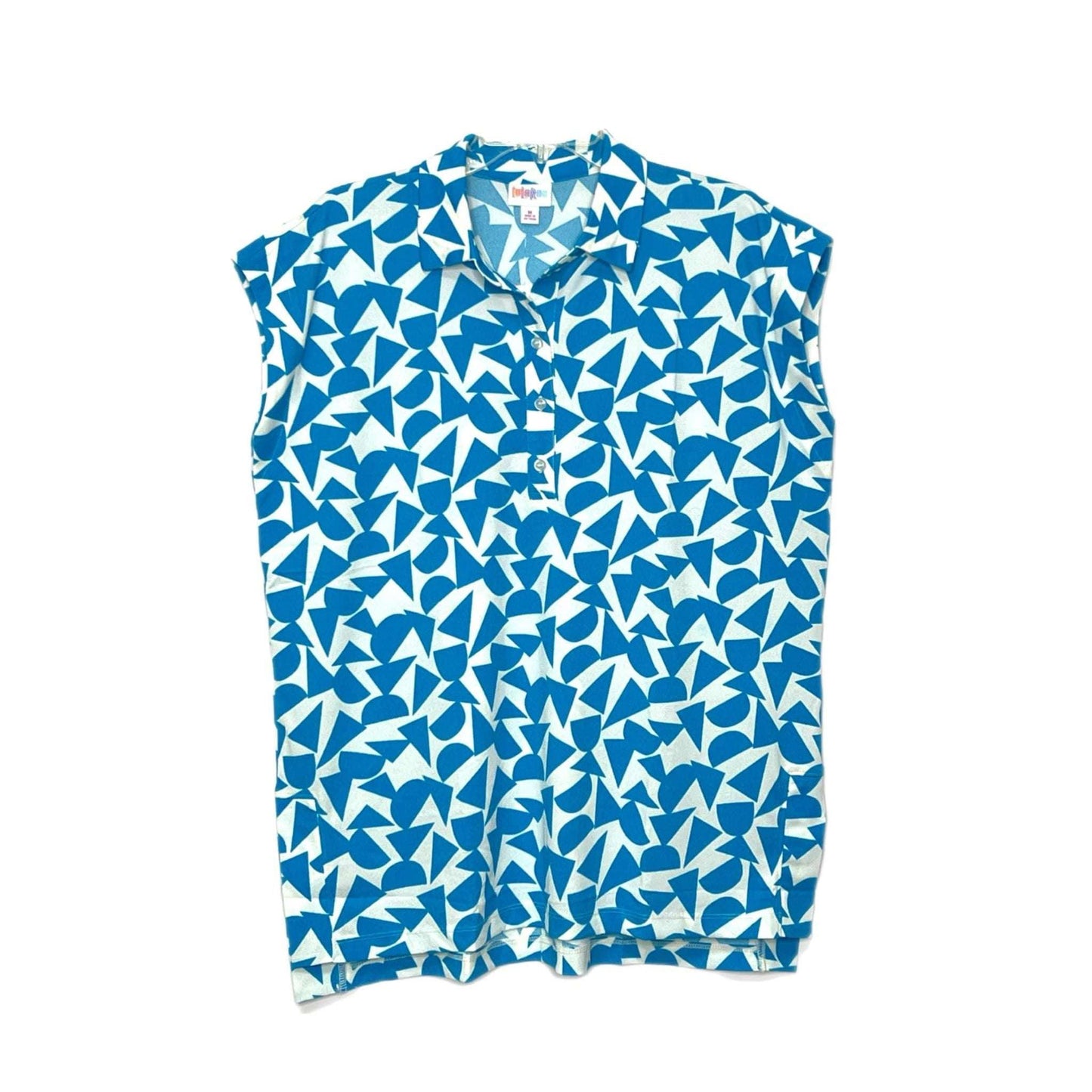 Cori Collared Top Blue Pattern