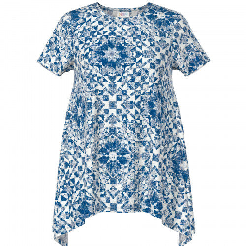 Melissa Short Sleeve Tunic - Blue Boho