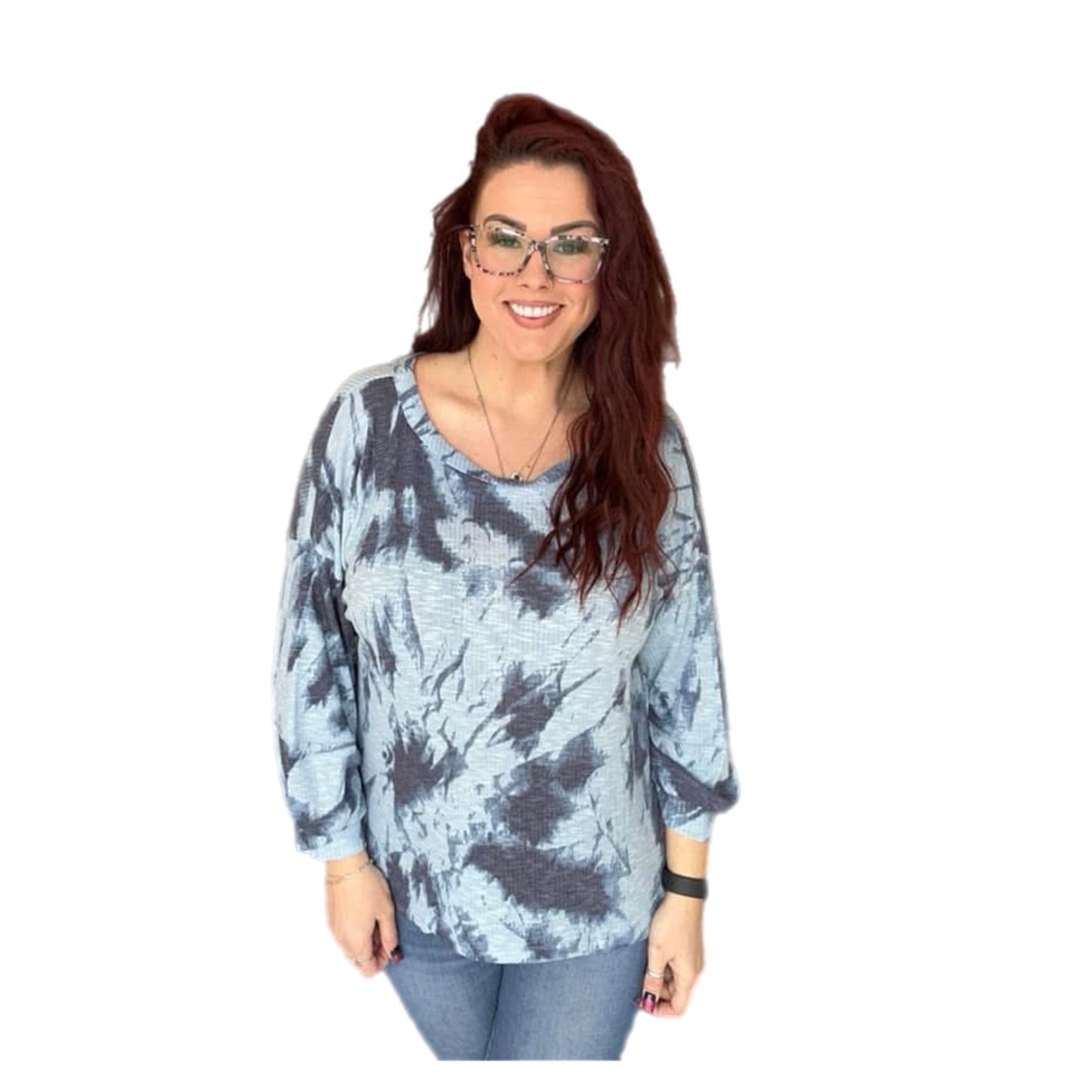 Carla 3/4 Sleeve Top - Blue Marble