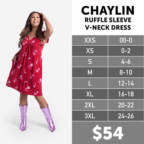 Chaylin - Ruffle Sleeve V-neck Dress