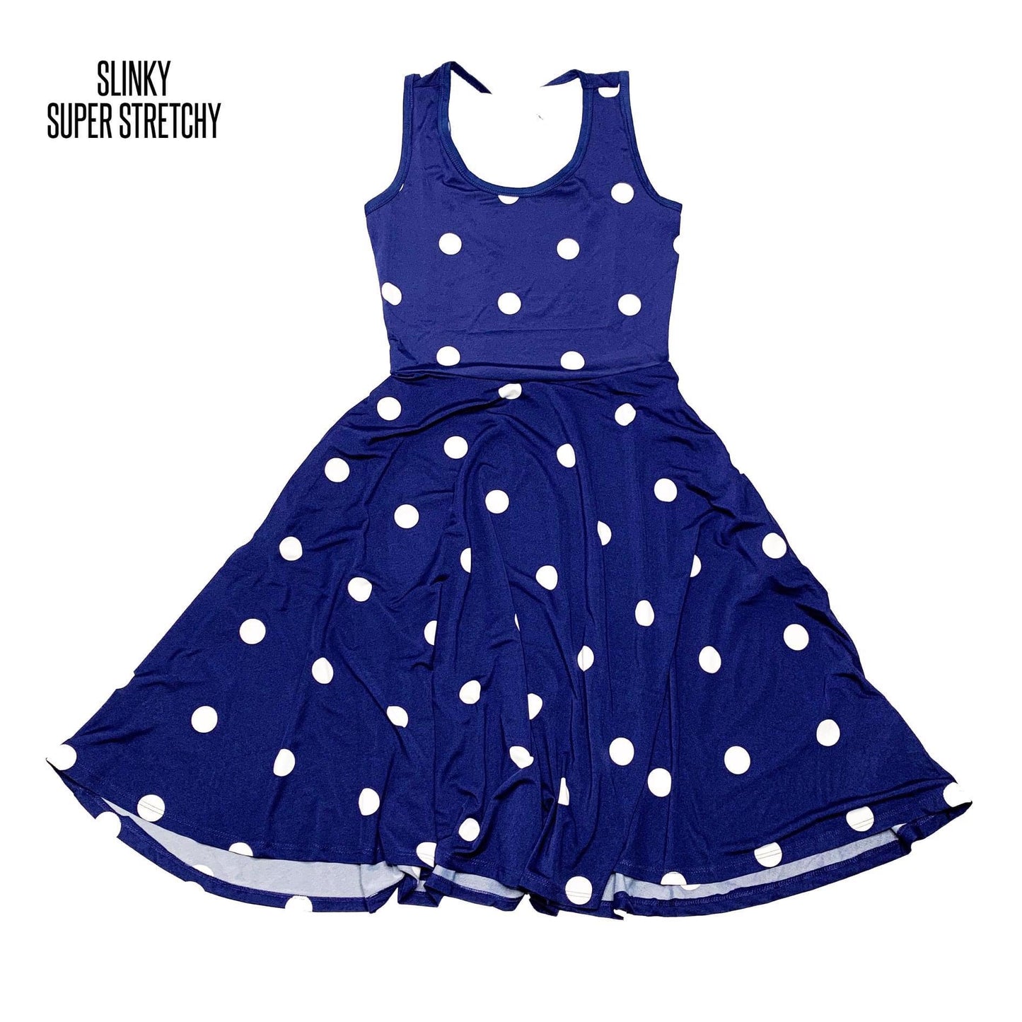 Nicki Sleeveless Dress -Blue with white dot