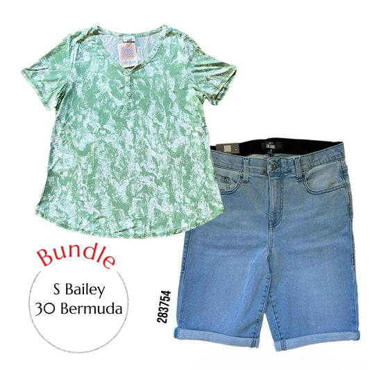 Mint Wash Bailey Tee (S) & Lotus wash Bermuda Shorts (30) Bundle