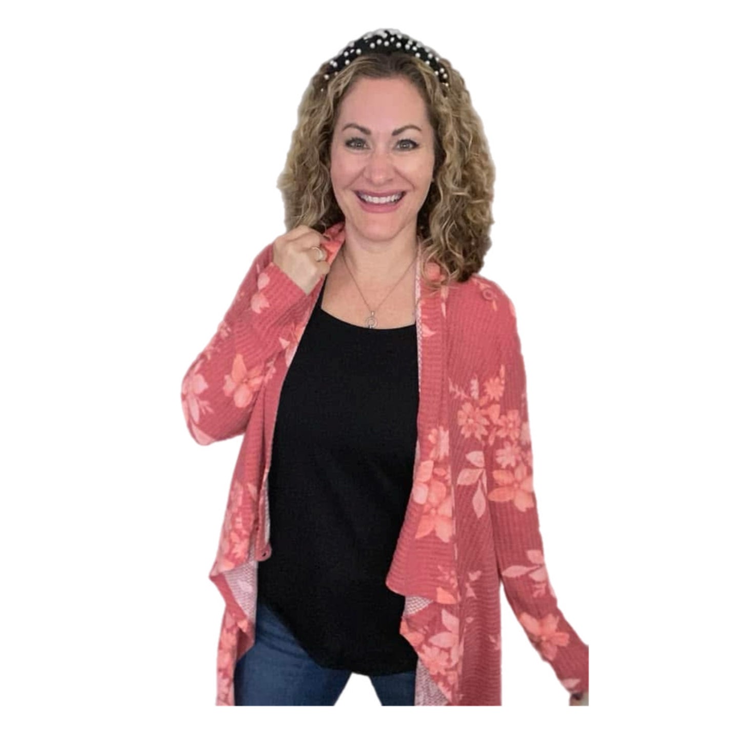 Allison Cardigan Red Floral
