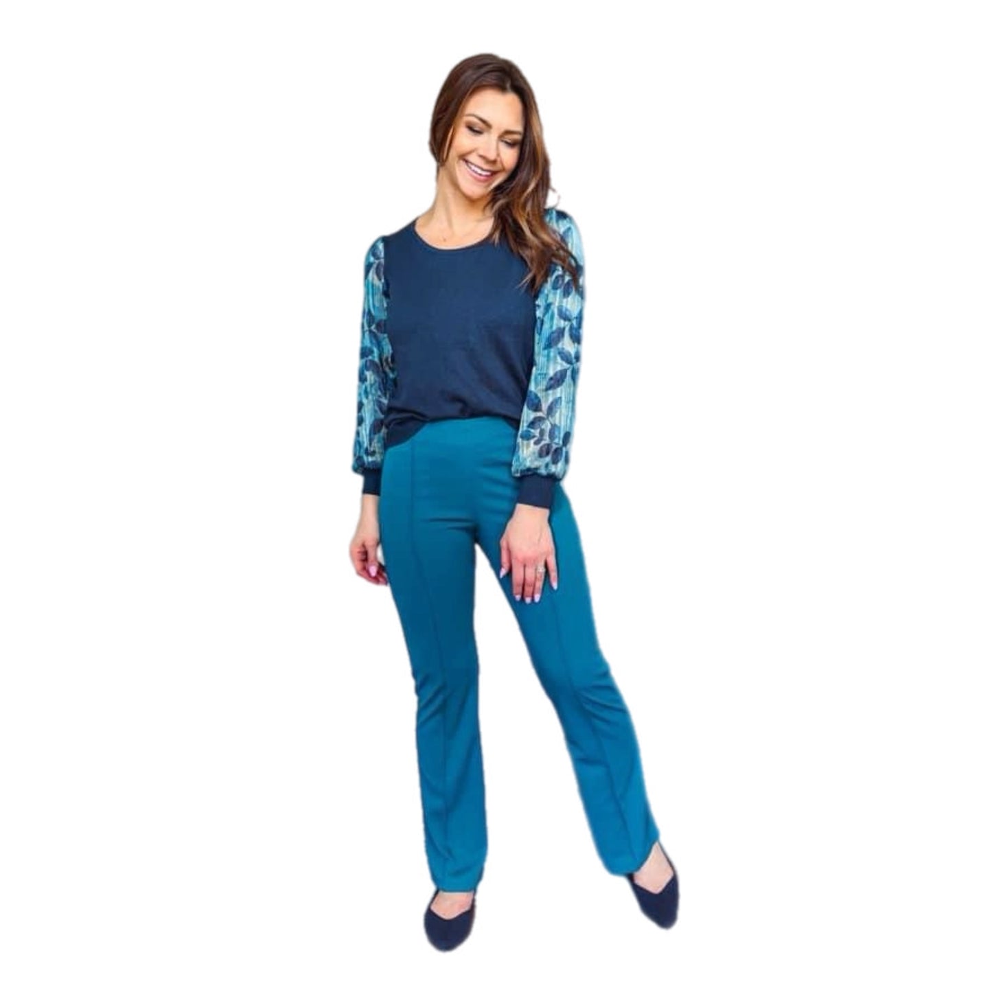 Joey Pintuck Pull On Pants Teal