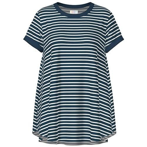 Erika Short Sleeve Swing Top - Blue Stripe