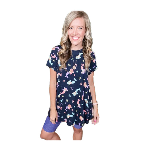 Erika Short Sleeve Swing Top - Mermaid