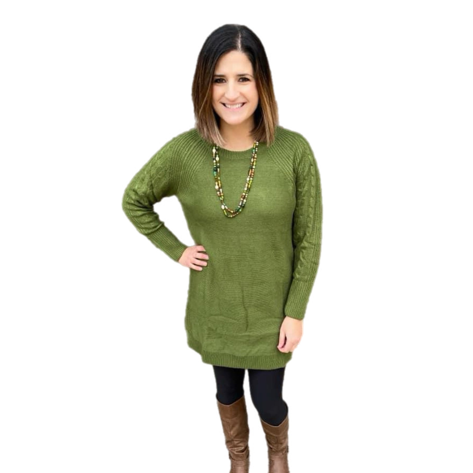 Lauren Sweater Dress - Solid Green LulaRoe Leslye and Kim Lauren Sweater Dress - Solid Green LulaRoe Leslye and Kim