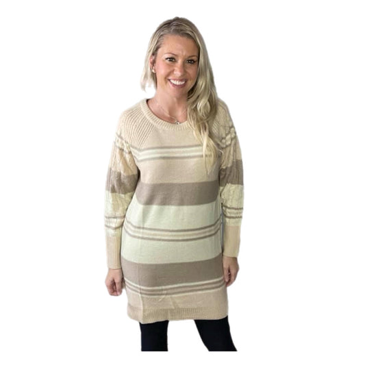 Lauren Sweater Dress - Beige Stripe