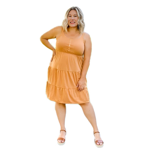 Amanda Tiered Tank Dress - Solid Camel
