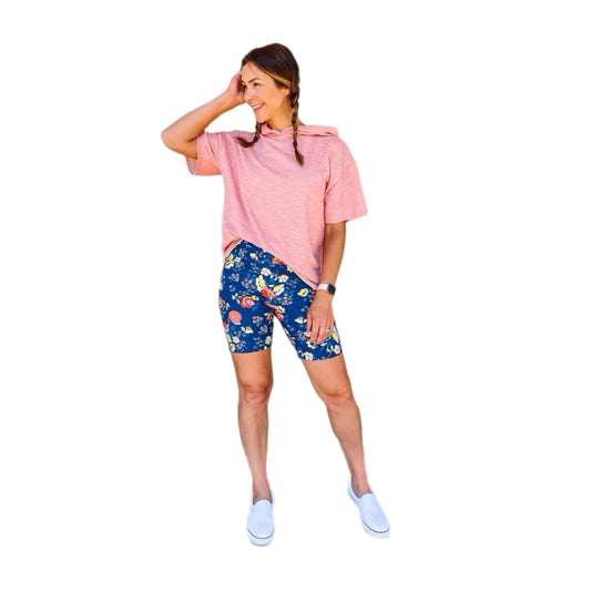 Biker Shorts - Blue Floral
